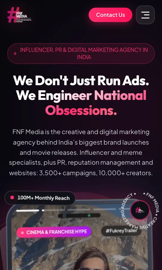 fnfmedia.in website designed and built by FNF Media